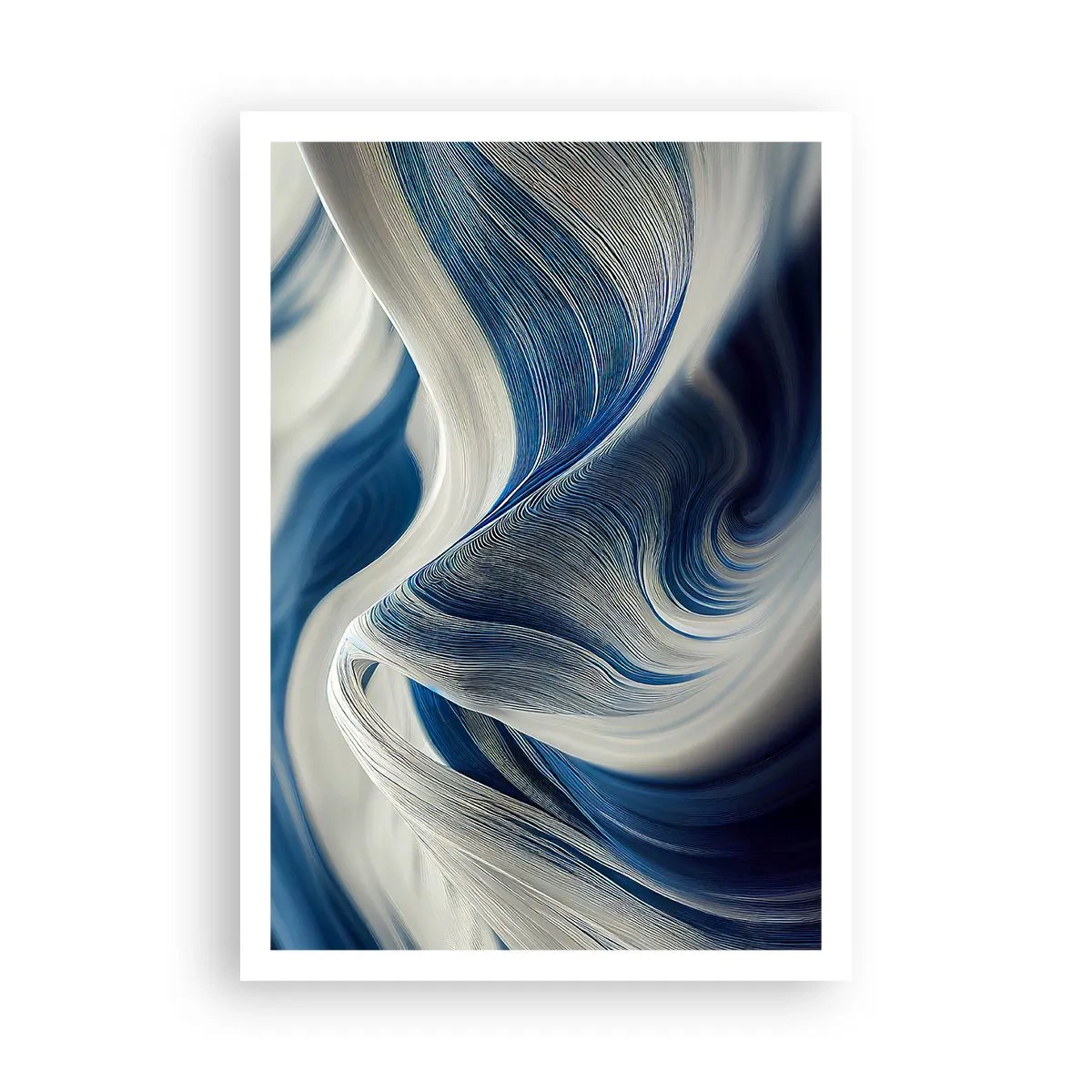 Plakat - Płynność błękitu i bieli - 70x100 cm