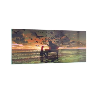 Obraz na szkle - Koncert na fortepian i fale - 100x40 cm