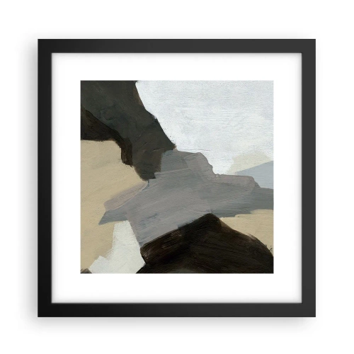 Plakat w czarnej ramie - Abstrakcja: rozstaje szarości - 30x30 cm