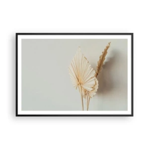 Plakat w czarnej ramie - Suszone liście palmowe w minimalistycznej aranżacji - 100x70cm - Gdy potrzebne ukojenie - Nowoczesna dekoracja ścienna do salonu i sypialni ARTTOR