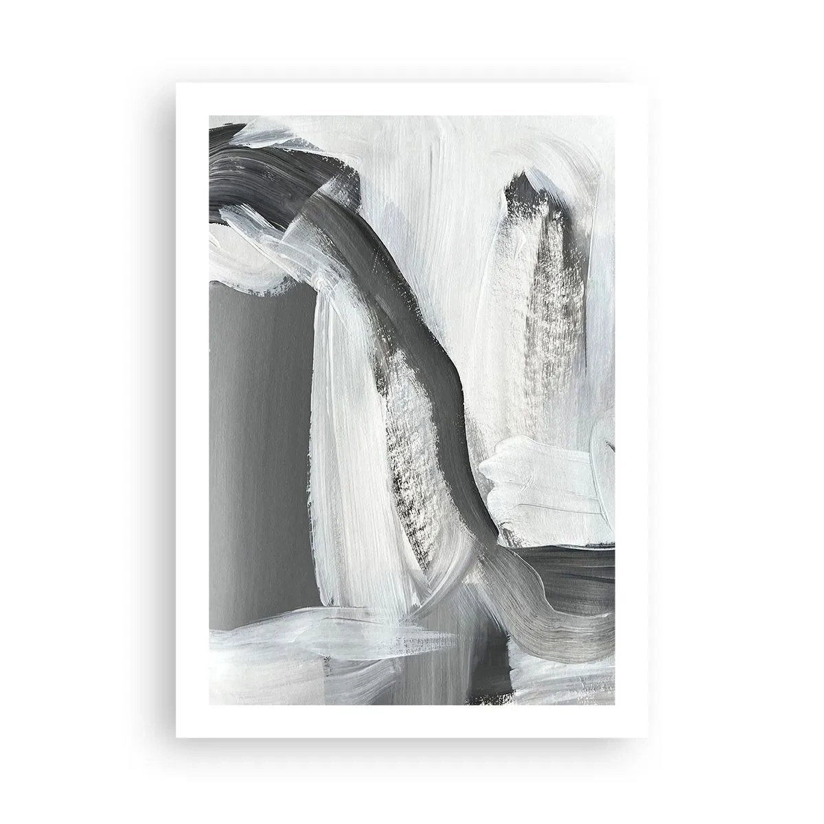 Plakat - Abstrakcyjna kompozycja czerni, bieli i szarości - 50x70cm - Zdecydowanym ruchem - Nowoczesna dekoracja ścienna do salonu, kuchni i sypialni ARTTOR