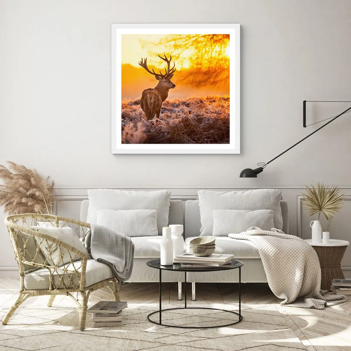 Plakat w białej ramie - Król jesiennego lasu - 50x50 cm