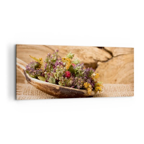 Obraz na płótnie - Kwiecie barwiste i zioła pachnące - 100x40 cm