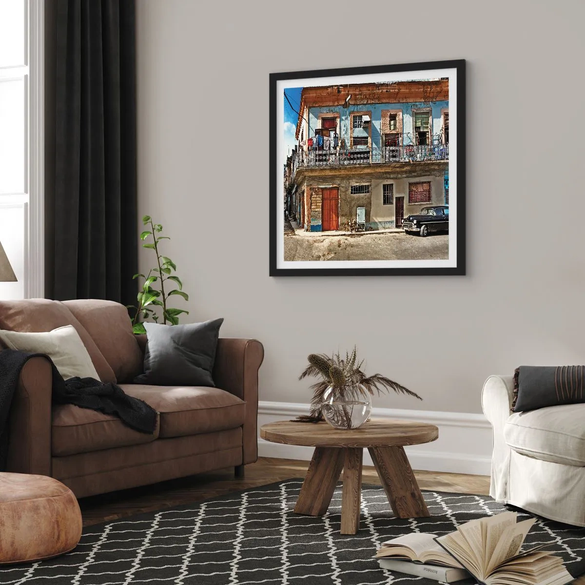 Plakat w czarnej ramie - Hawańskie klimaty - 30x30 cm