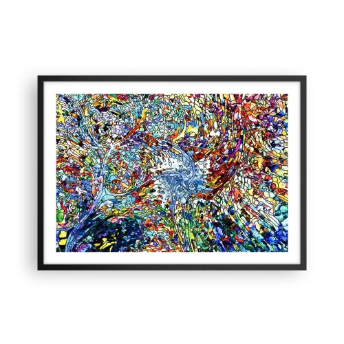Plakat w czarnej ramie - Kolorowy abstrakcyjny wzór inspirowany naturą - 70x50cm - Witraż kroplisty - Nowoczesna dekoracja ścienna do salonu i sypialni ARTTOR