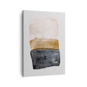 Obraz na płótnie - Abstrakcyjna kompozycja trzech barwnych bloków w odcieniach ziemi - 50x70cm - Kompozycja barw ziemi - Nowoczesna dekoracja ścienna do salonu, kuchni i sypialni ARTTOR