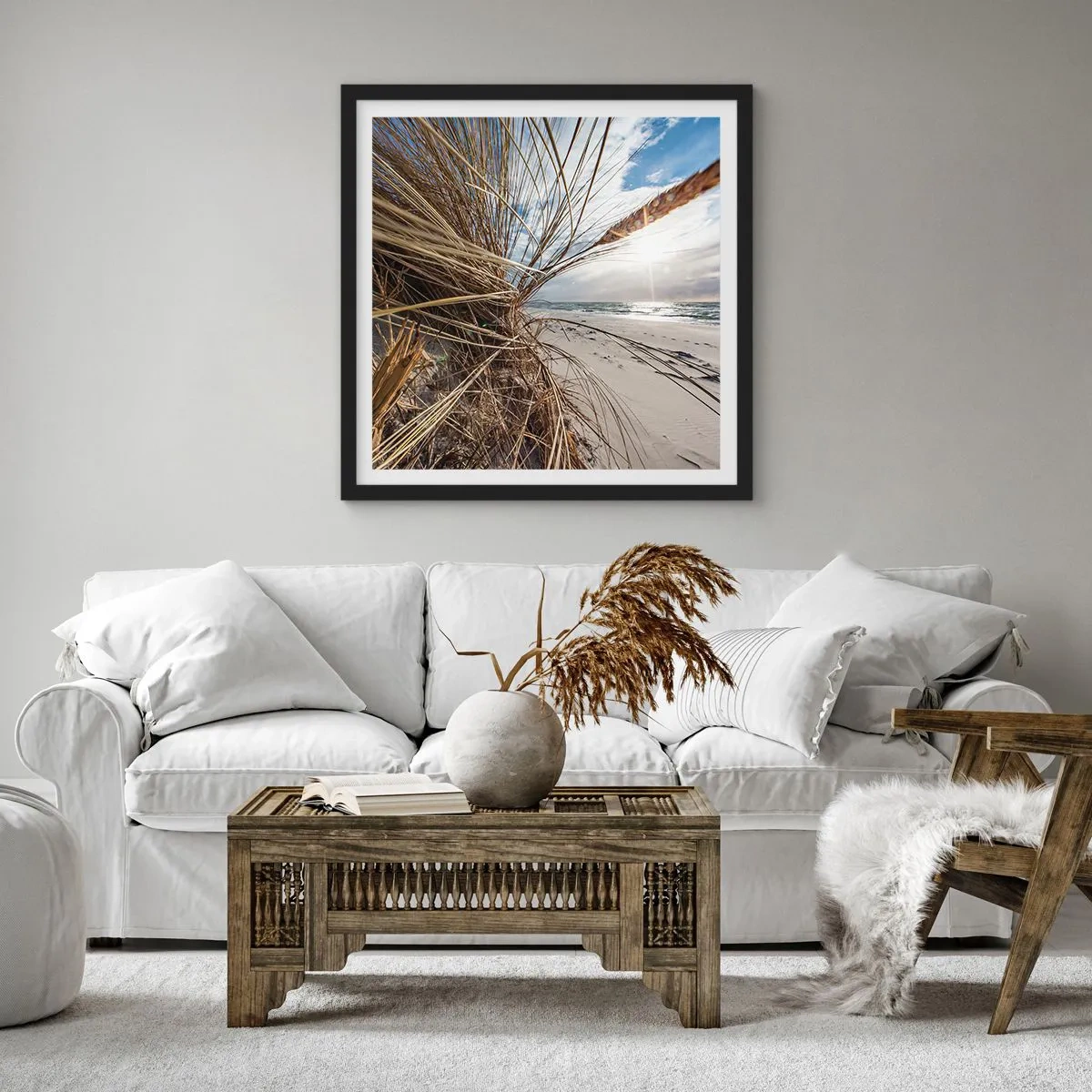 Plakat w czarnej ramie - Spotkanie żywiołów - 50x50 cm