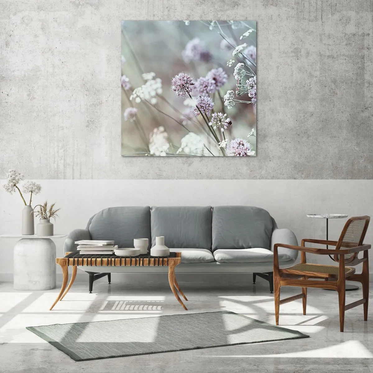 Obraz na szkle - Słodkie filigrany ziół - 40x40 cm