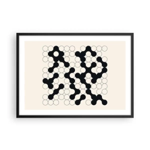 Plakat w czarnej ramie - Czarno-białe wzory z okręgami na jasnym tle - 70x50cm - Chińska gra – wariacja - Nowoczesna dekoracja ścienna do salonu i sypialni ARTTOR