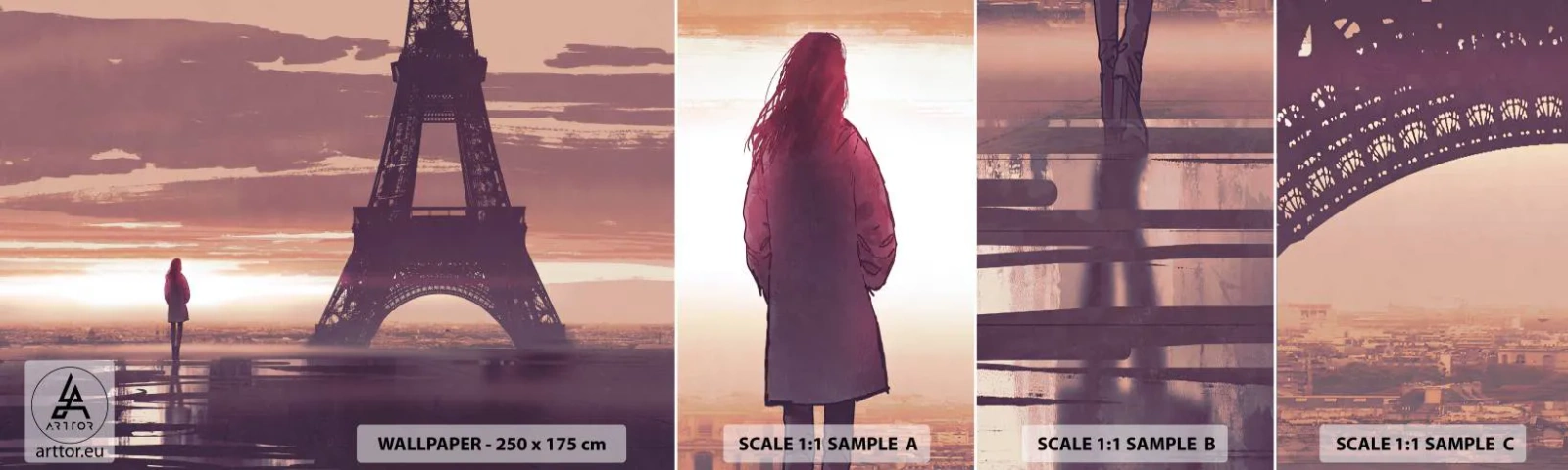 Fototapeta Próbka Samoprzylepna Deluxe Sticker - Tylko one dwie - Miasto, Wieża Eiffla, Paryż - 100x30 cm