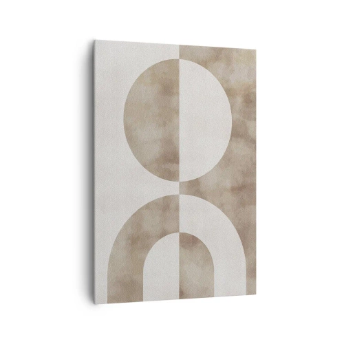 Obraz na płótnie - Abstrakcyjny obraz w odcieniach beżu z geometrycznymi kształtami i symetrią - 70x100cm - Podobieństwa i różnice - Nowoczesna dekoracja ścienna do salonu i sypialni ARTTOR
