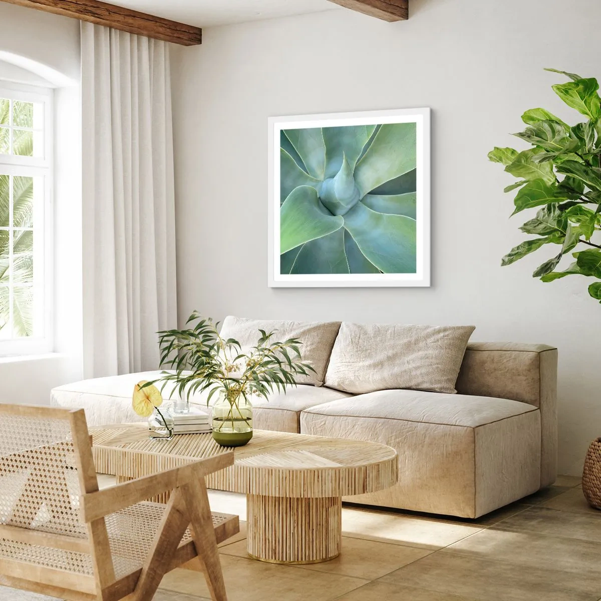 Plakat w białej ramie - Narodziny zieleni - 60x60 cm