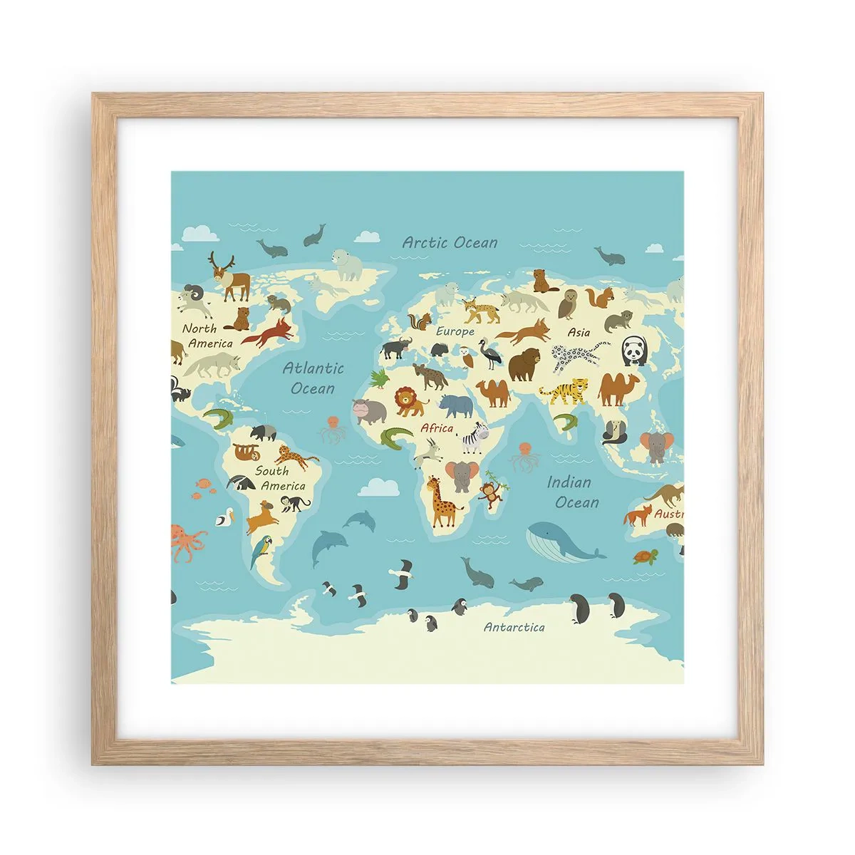 Plakat w ramie jasny dąb - Dobrzy sąsiedzi - 40x40 cm