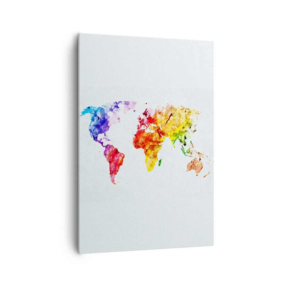 Obraz na płótnie - Kolorowa mapa świata w stylu akwarelowym - 70x100cm - Wszystkie barwy świata - Nowoczesna dekoracja ścienna do salonu i sypialni ARTTOR