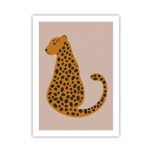 Plakat - Minimalistyczny gepard na beżowym tle - 50x70cm - Panterka to modny wzór - Nowoczesna dekoracja ścienna do salonu, kuchni i sypialni ARTTOR