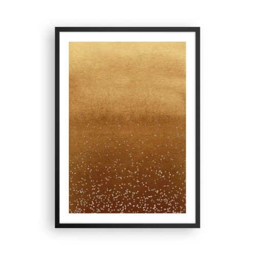Plakat w czarnej ramie - Złoty gradient z drobnymi błyszczącymi elementami - 50x70cm - Narodziny światła - Nowoczesna dekoracja ścienna do salonu i sypialni ARTTOR