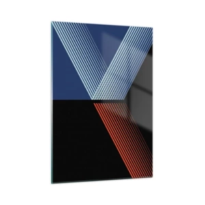 Obraz na szkle - Nowoczesna geometryczna kompozycja z liniami i kontrastem barw - 50x70cm - Prosta historia - Nowoczesna dekoracja ścienna do salonu, kuchni i sypialni ARTTOR