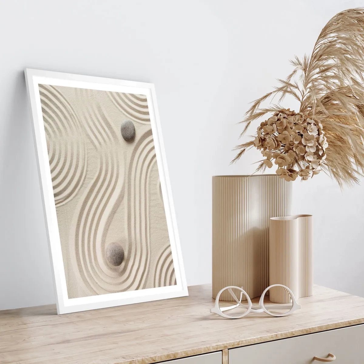 Plakat w białej ramie - Dotyk ciepła - 40x50 cm