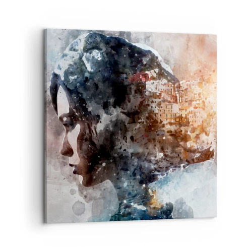 Obraz na płótnie - Opowieść o dziewczynie z miastem w tle - 50x50 cm