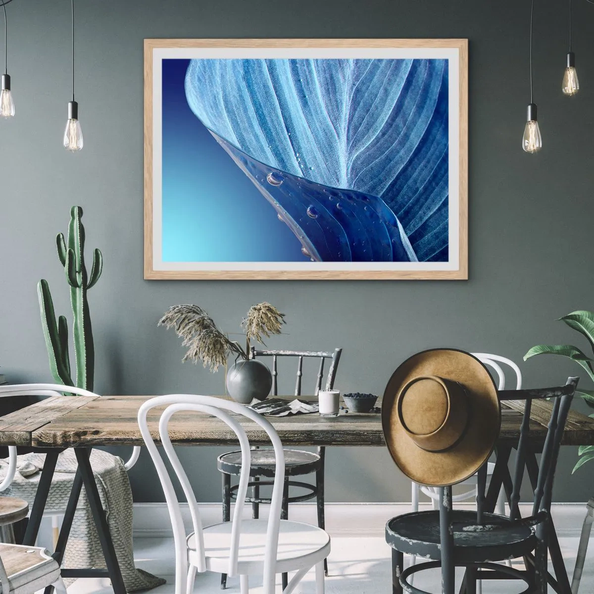 Plakat w ramie jasny dąb - Ukryte krople błękitu - 50x40 cm