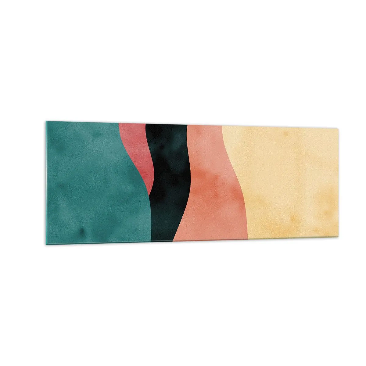 Obraz na szkle - Abstrakcyjne fale w pastelowych barwach - 140x50cm - Zgodna niezgodność - Nowoczesna dekoracja ścienna do salonu i sypialni ARTTOR
