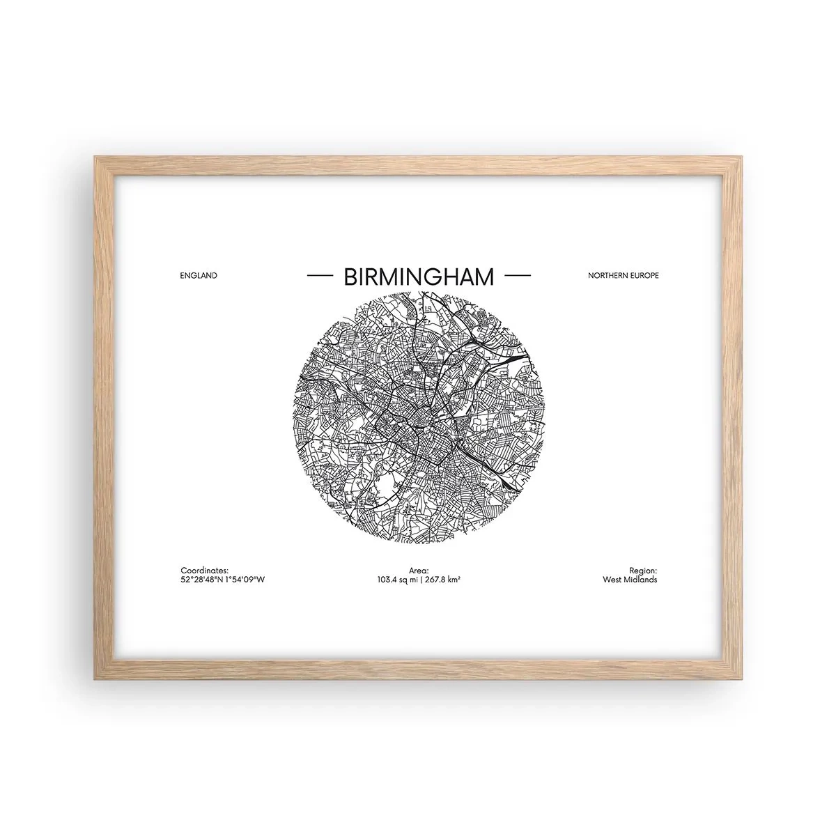 Plakat w ramie jasny dąb - Anatomia Birmingham - 50x40 cm