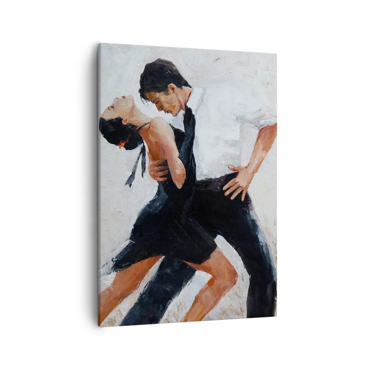 Obraz na płótnie - Para tańcząca tango w eleganckim, dynamicznym ujęciu - 50x70cm - Tango mych marzeń i snów - Nowoczesna dekoracja ścienna do salonu, kuchni i sypialni ARTTOR