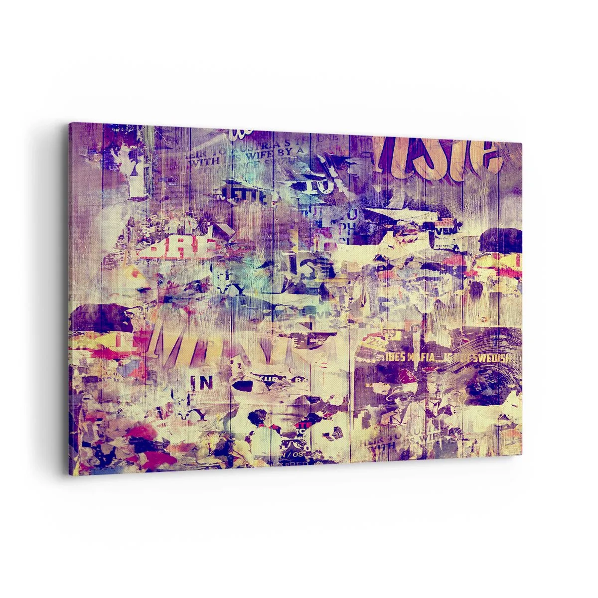 Obraz na płótnie - Kolorowy abstrakcyjny kolaż z tekstami i grafikami - 120x80cm - I tyle zostanie - Nowoczesna dekoracja ścienna do salonu, kuchni i sypialni ARTTOR