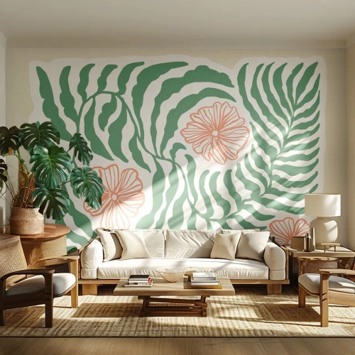 Fototapeta na wymiar Standard Eco - Rozkwitłe w zieleni - Boho, Botaniczny, Kwiaty