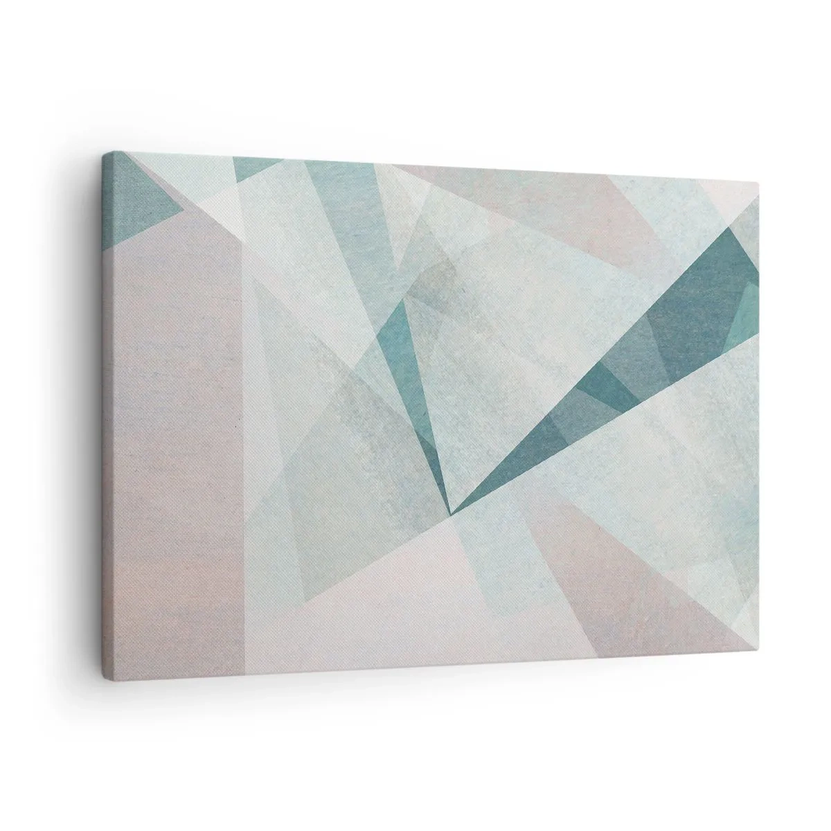 Obraz na płótnie - Geometryczne kształty w pastelowych odcieniach błękitu i szarości - 70x50cm - Spokojnie choć dynamicznie - Nowoczesna dekoracja ścienna do salonu i sypialni ARTTOR