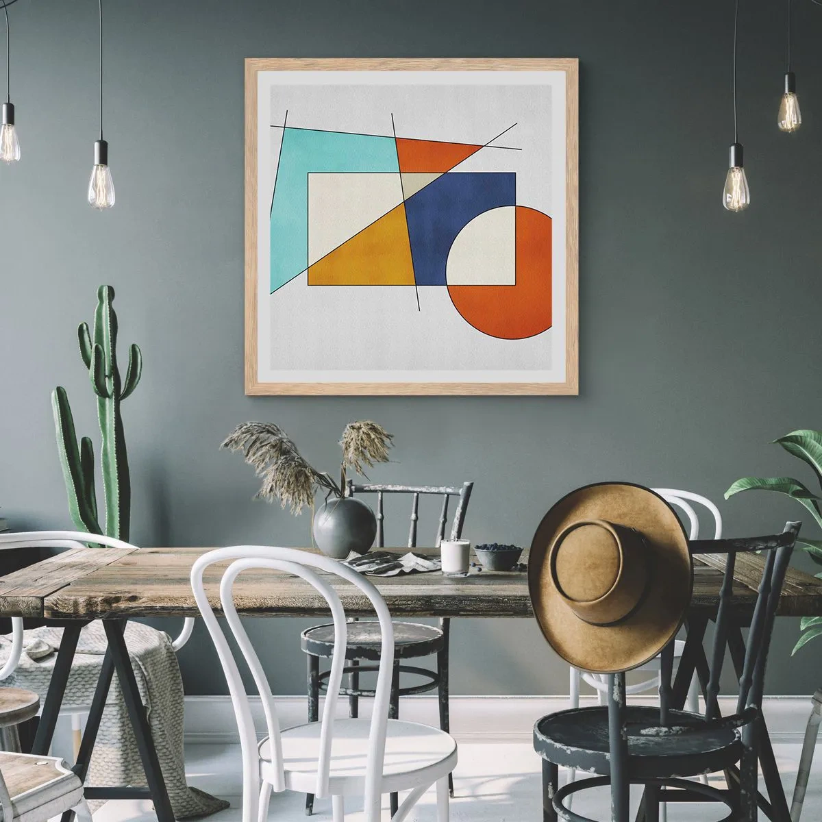 Plakat w ramie jasny dąb - Abstrakcja: modernistyczna zabawa - 60x60 cm