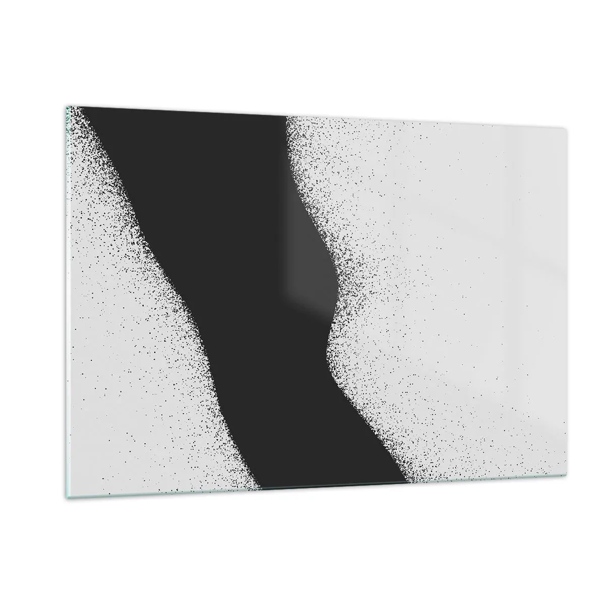 Obraz na szkle - Minimalistyczna czarno-biała abstrakcja z punktowym gradientem - 120x80cm - Płynna równowaga - Nowoczesna dekoracja ścienna do salonu, kuchni i sypialni ARTTOR