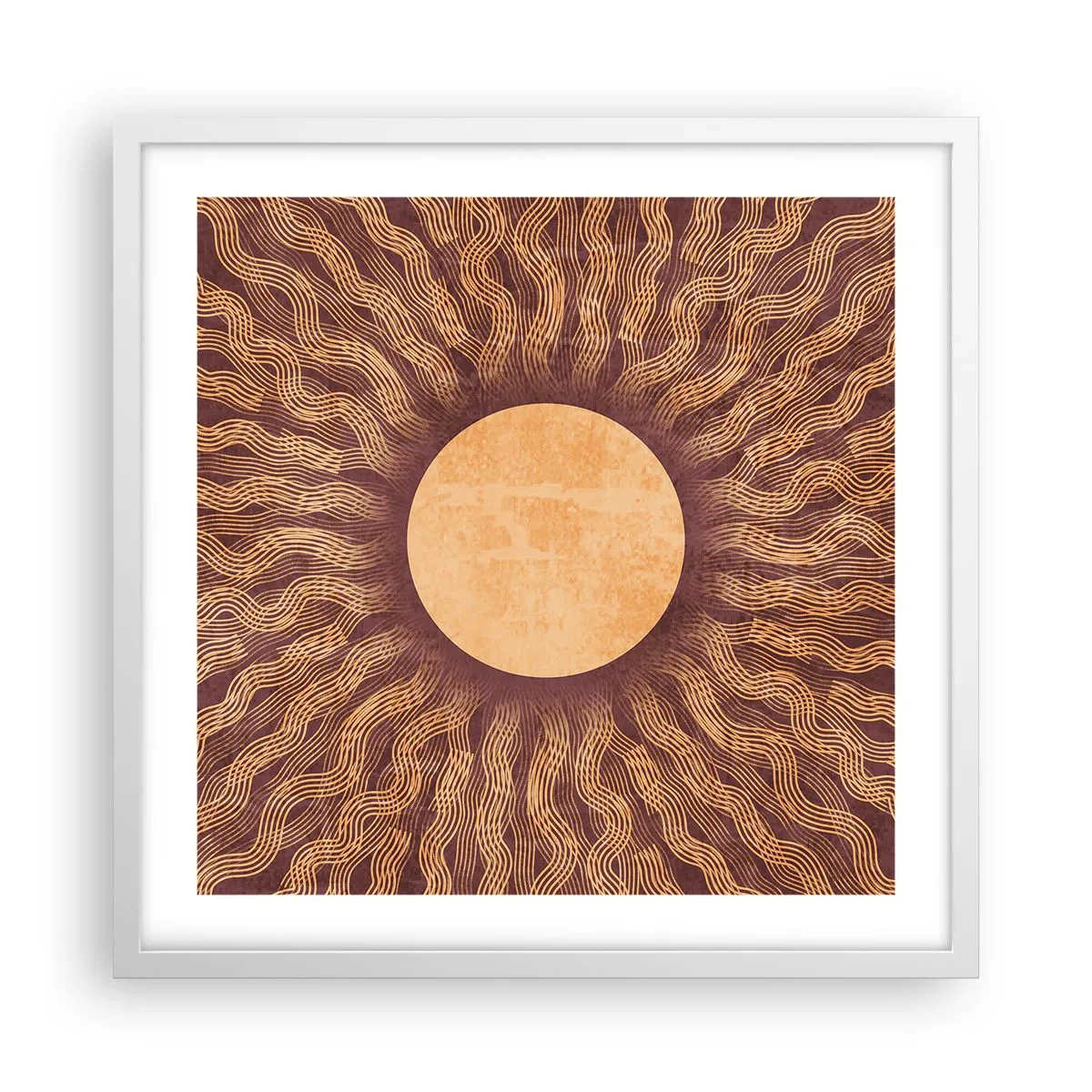Plakat w białej ramie - Ikona słońca - 50x50 cm