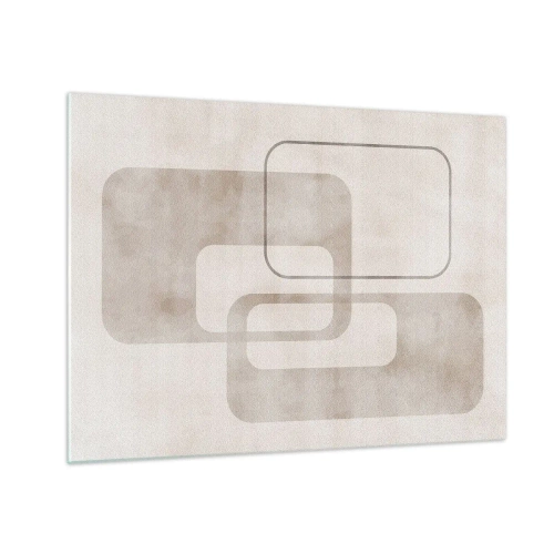 Obraz na szkle - Minimalistyczne beżowe prostokąty na jasnym tle - 70x50cm - Geometryczna fuga - Nowoczesna dekoracja ścienna do salonu i sypialni ARTTOR