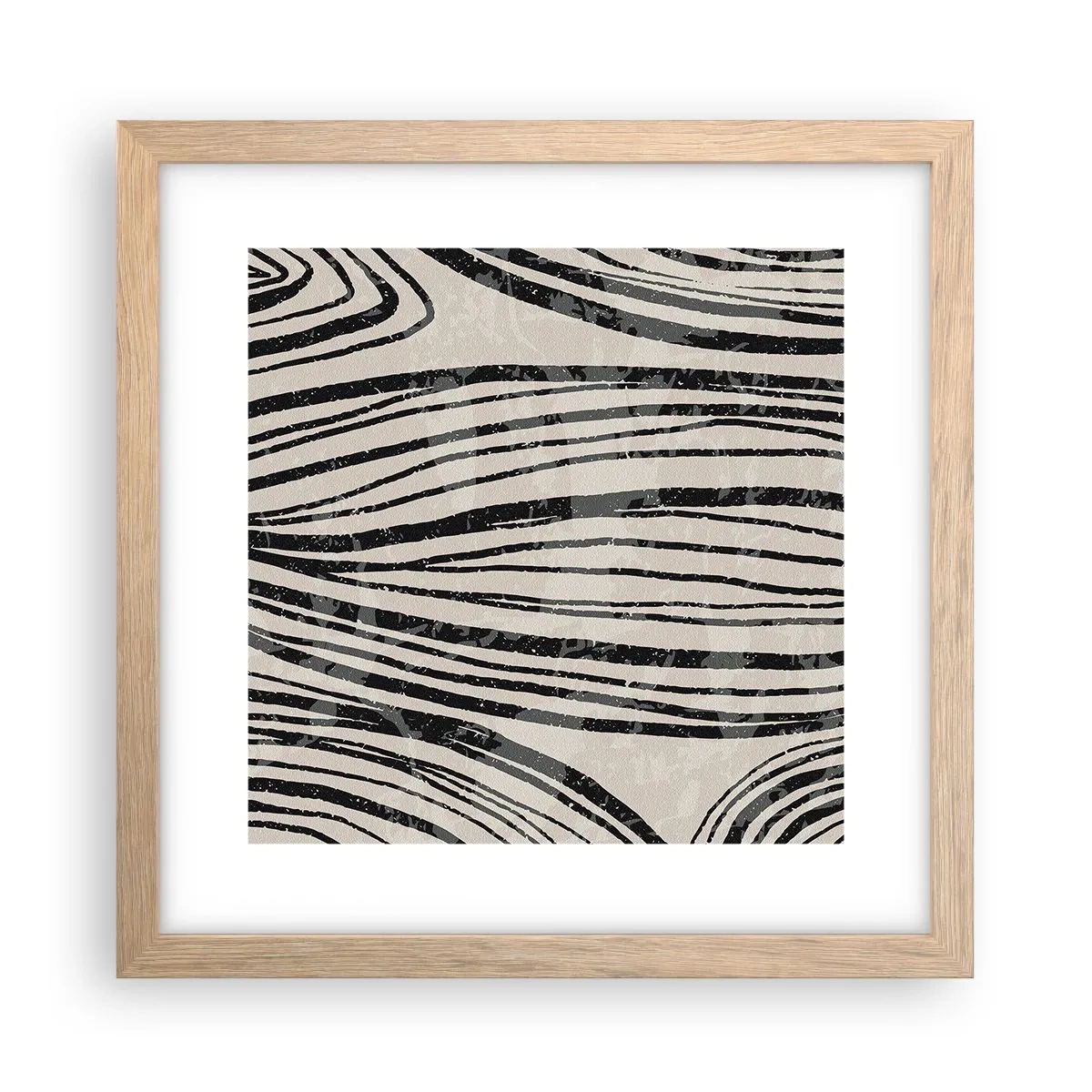 Plakat w ramie jasny dąb - Rozlewisko linii - 30x30 cm
