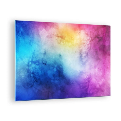 Obraz na szkle - Abstrakcyjna kompozycja w kolorach tęczy z efektem akwareli - 70x50cm - Prawie w siódmym niebie - Nowoczesna dekoracja ścienna do salonu i sypialni ARTTOR