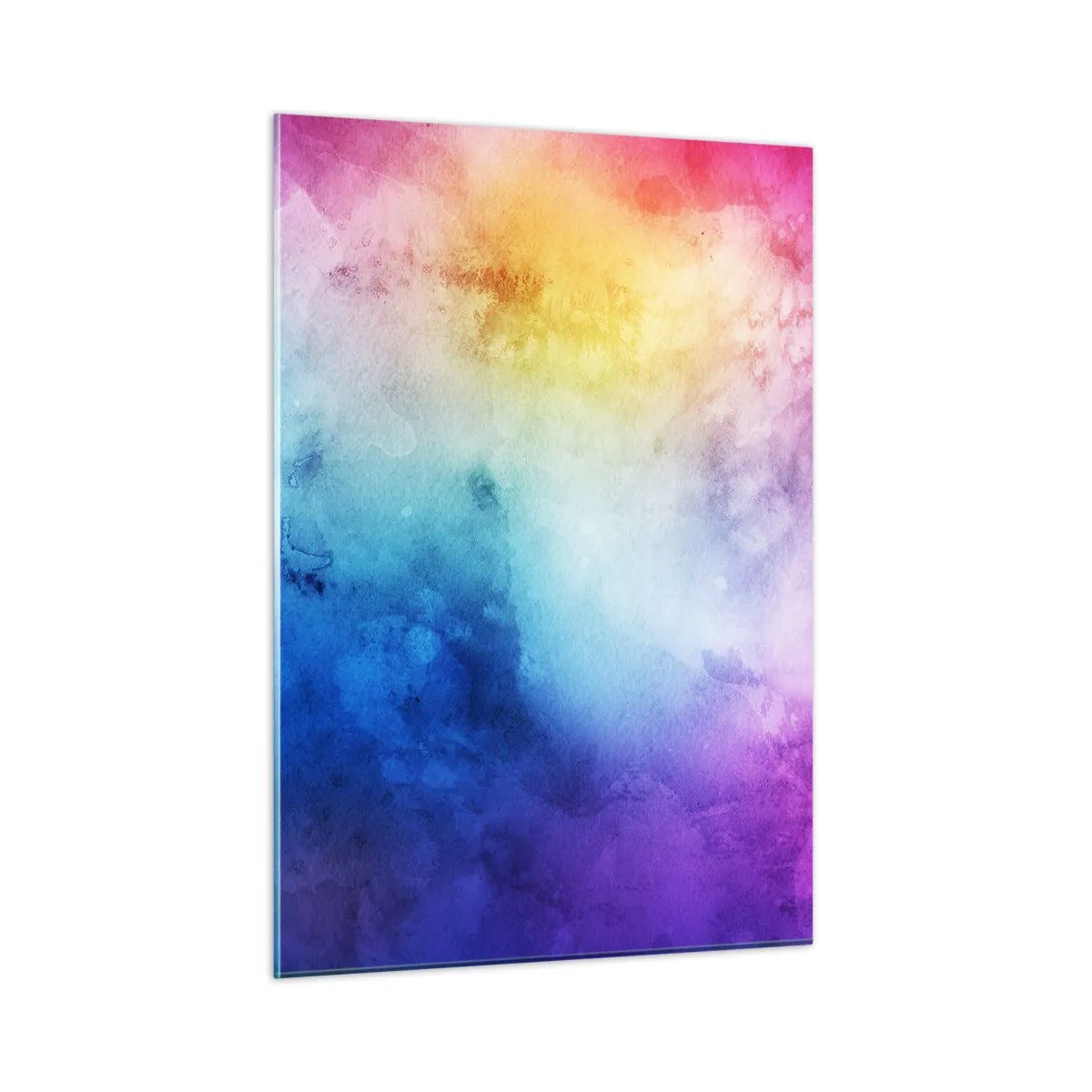 Obraz na szkle - Abstrakcyjna kompozycja w kolorach tęczy z efektem akwareli - 50x70cm - Prawie w siódmym niebie - Nowoczesna dekoracja ścienna do salonu, kuchni i sypialni ARTTOR