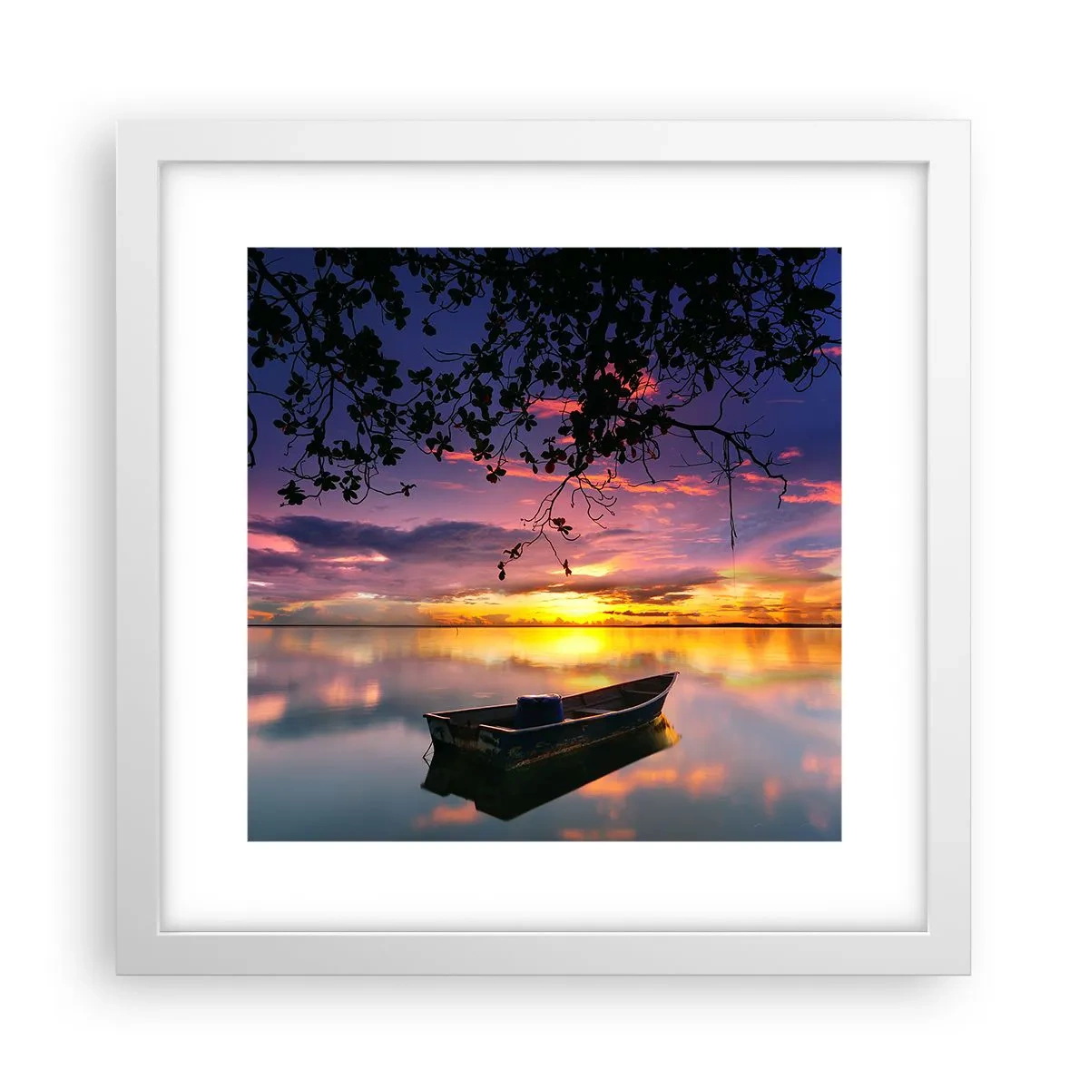 Plakat w białej ramie - "Zdajesz się wisieć w środku niebokręga…" - 30x30 cm