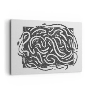 Obraz na płótnie - Czarno-biała abstrakcja w geometrycznym stylu - 100x70cm - Abstrakcja: taniec radości - Nowoczesna dekoracja ścienna do salonu, kuchni i sypialni ARTTOR