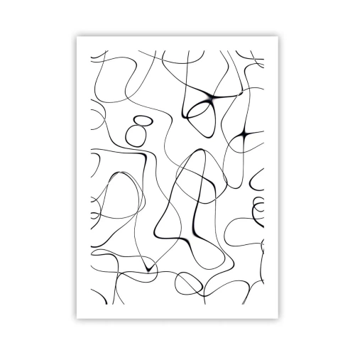 Plakat - Abstrakcyjne czarne linie na białym tle - 50x70cm - Ścieżki życia, koleje losu - Nowoczesna dekoracja ścienna do salonu, kuchni i sypialni ARTTOR