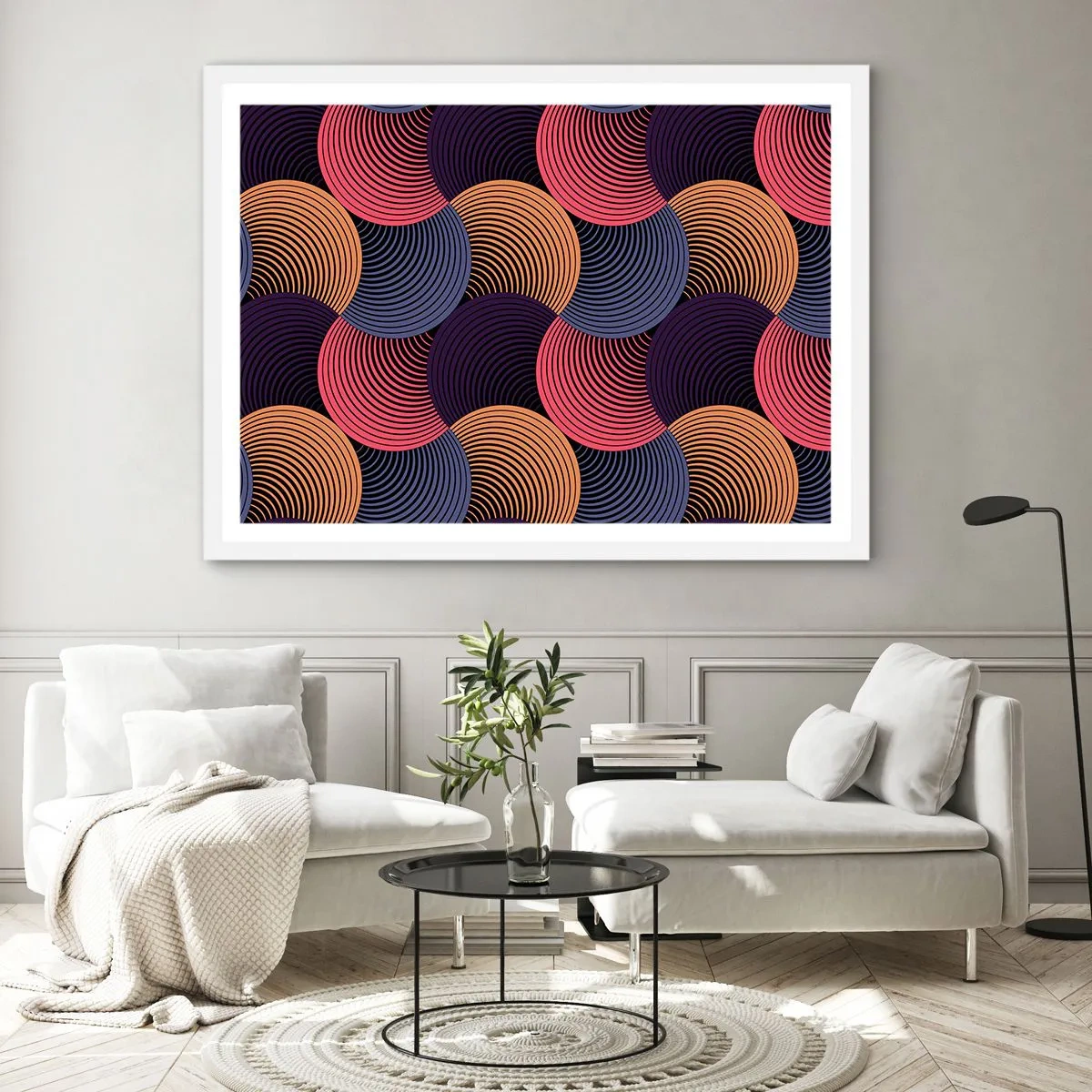 Plakat w białej ramie - W kolistym rytmie - 100x70 cm