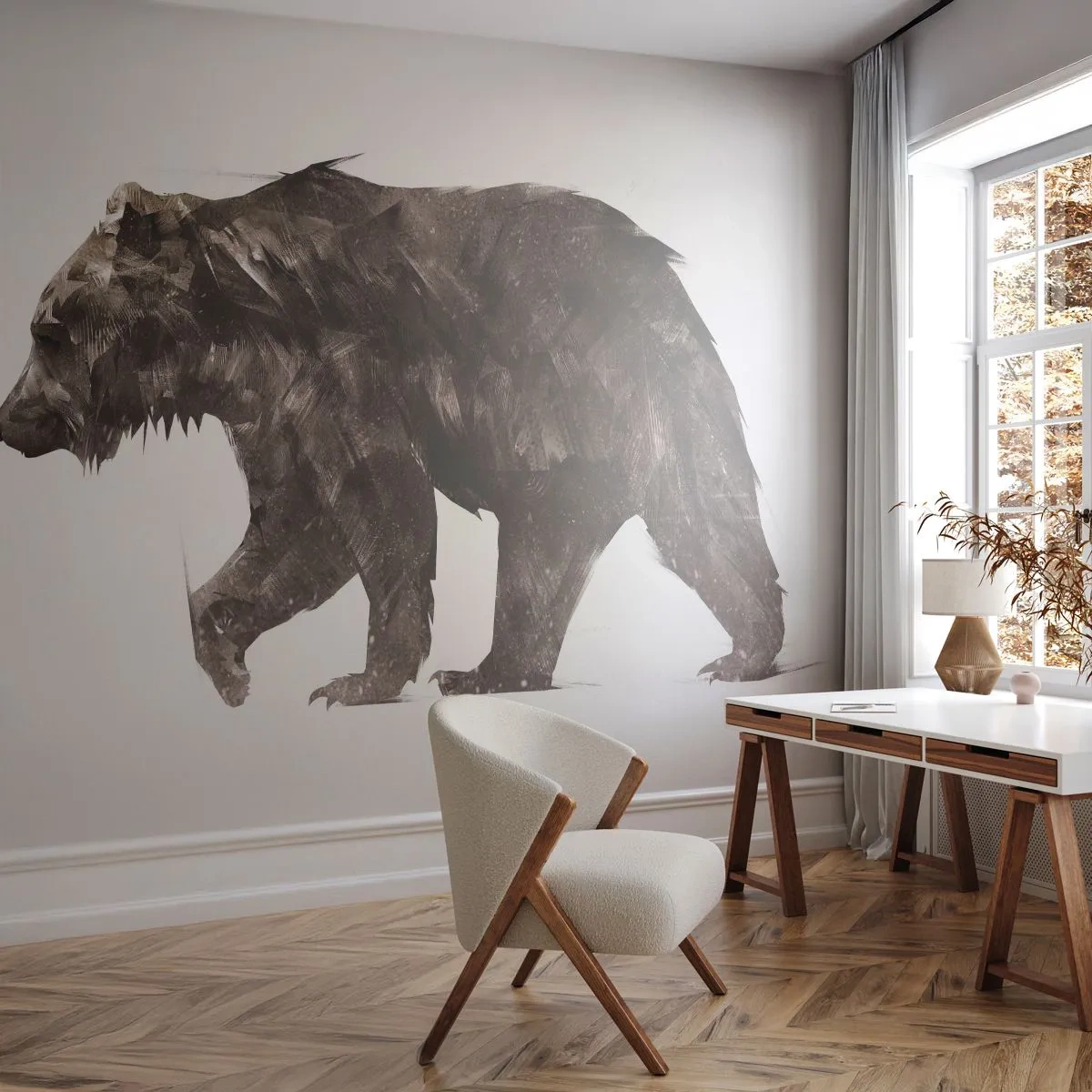 Fototapeta Standard Eco - Zawsze noszę prawdziwe futro! - Zwierzęta, Niedźwiedź, Abstrakcja - 400x280 cm