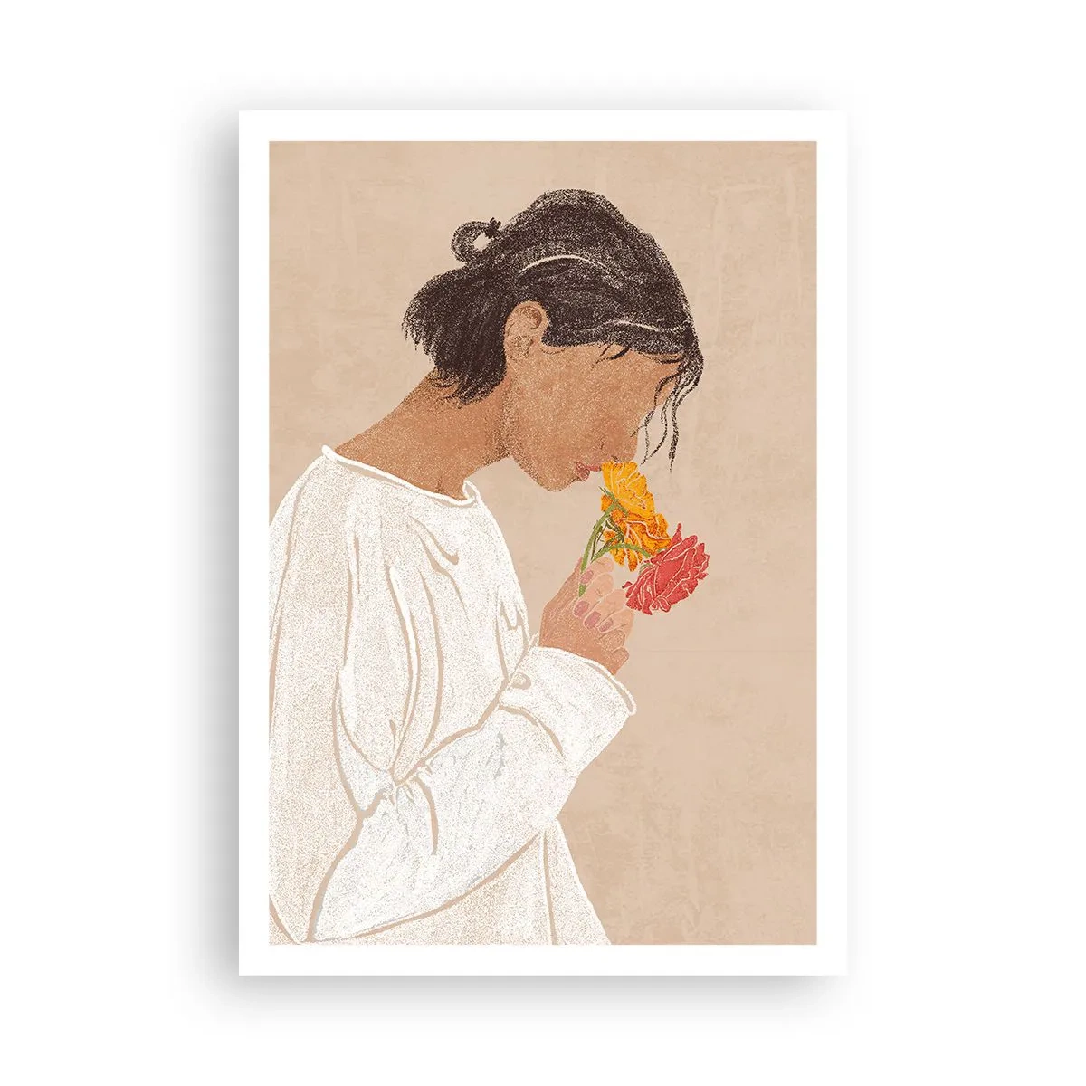 Plakat - Dziewczyna i kwiaty - 70x100 cm