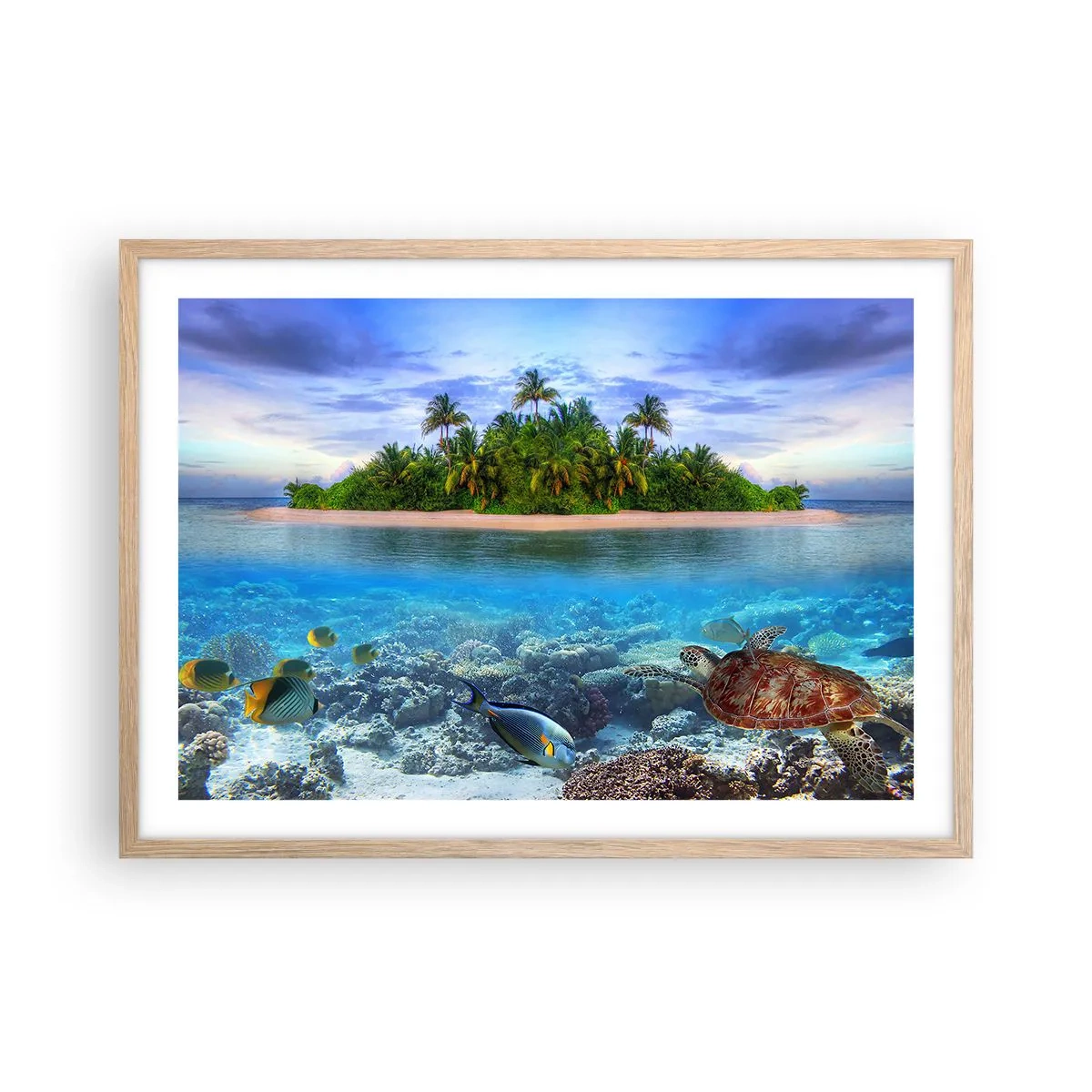 Plakat w ramie jasny dąb - Niebiańska wyspa zaprasza - 70x50 cm
