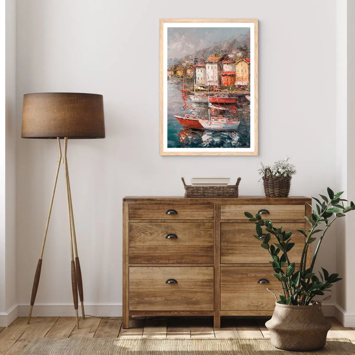 Plakat w ramie jasny dąb - Romantyczna przystań - 70x100 cm