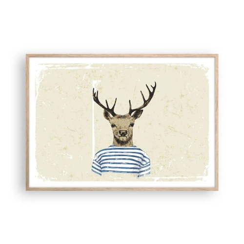 Plakat w ramie jasny dąb - Bo lubię koszulki w paski! - 100x70 cm