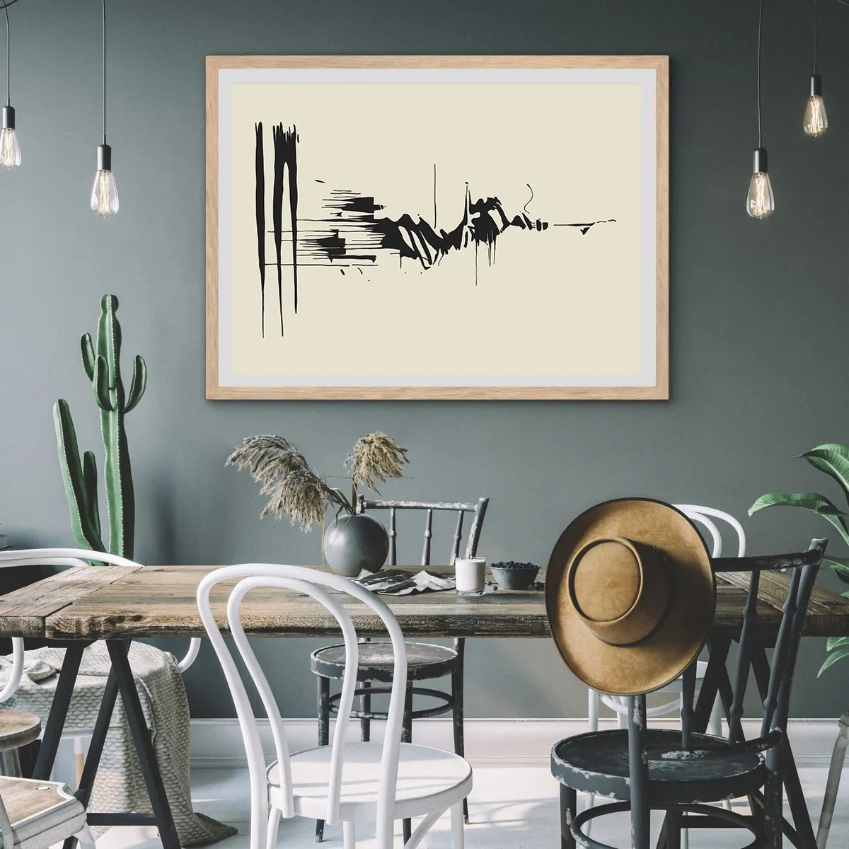 Plakat w ramie jasny dąb - Abstrakcja pośpieszna - 40x30 cm