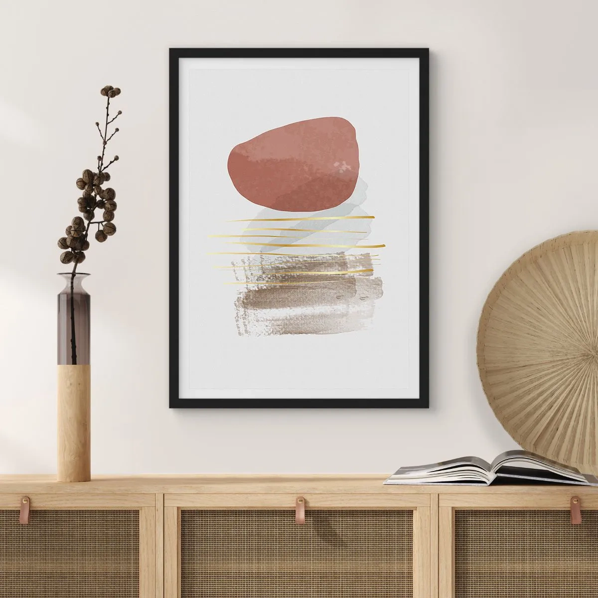 Plakat w czarnej ramie - Abstrakcyjna kolumnada - 70x100 cm