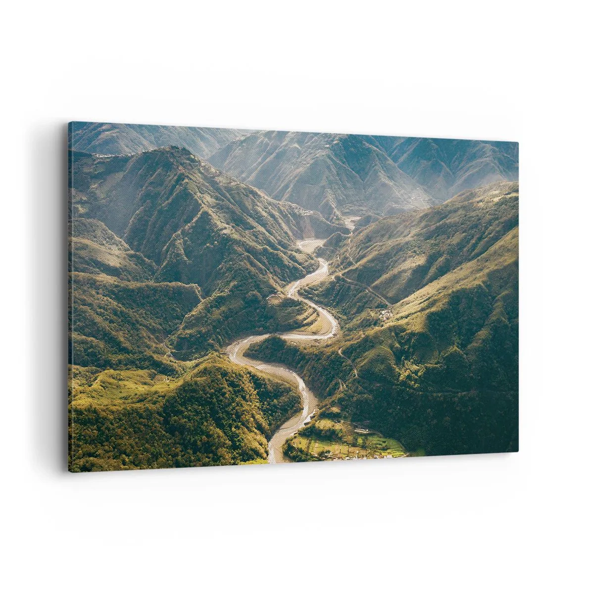 Obraz na płótnie - Górski krajobraz z wijącą się drogą wśród zielonych wzgórz - 120x80cm - Prosto z serca gór - Nowoczesna dekoracja ścienna do salonu, kuchni i sypialni ARTTOR