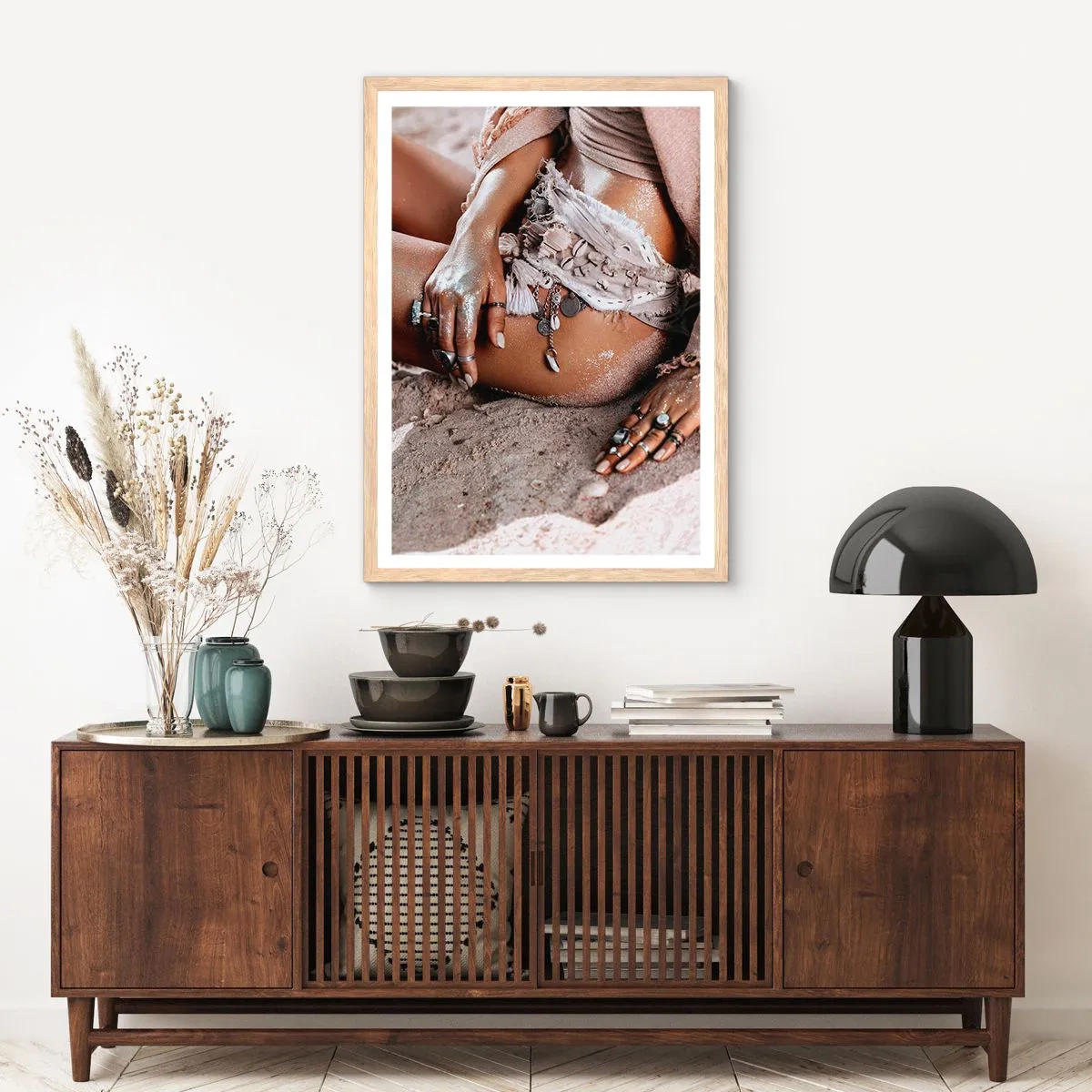 Plakat w ramie jasny dąb - Wyrzucona przez fale? - 70x100 cm